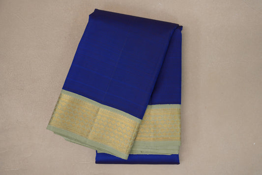 Deep Royal Blue with Pistachio Green Borders Vintage Kanjivaram Silk Saree