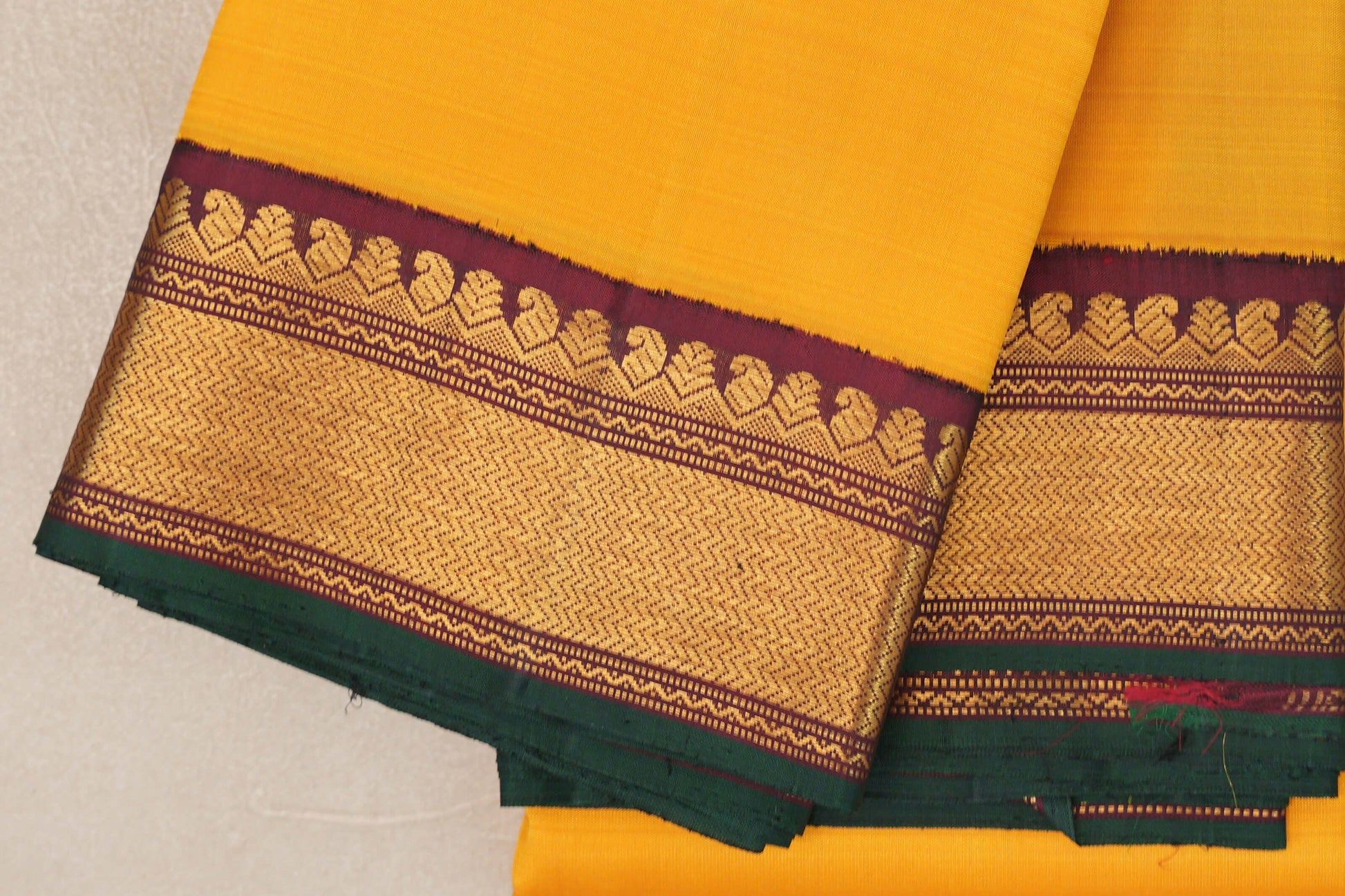 Turmeric Yellow Vintage Kanjivaram Silk Saree borders