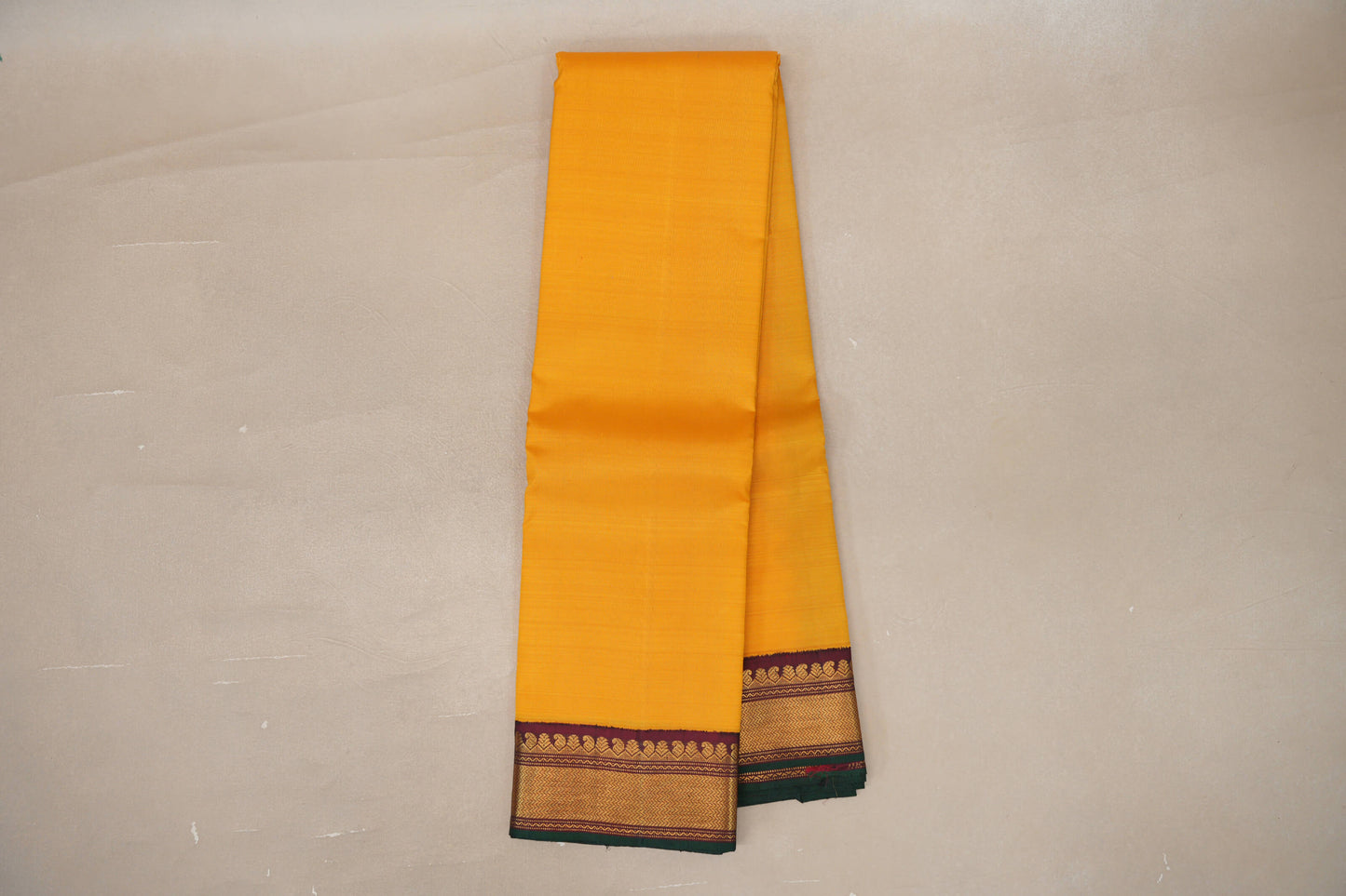 Online Turmeric Yellow with Reddish Maroon Borders Vintage Kanjivaram Silk Saree