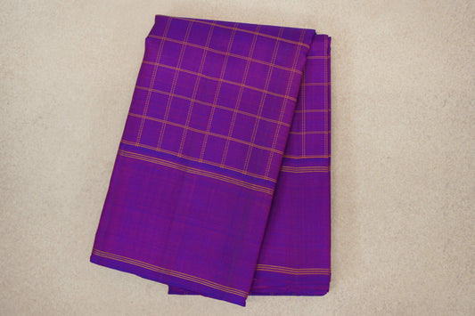 Dual Tone of Violet and Magenta with Rettai Pettu Borders Vintage Kanjivaram Silk Saree 