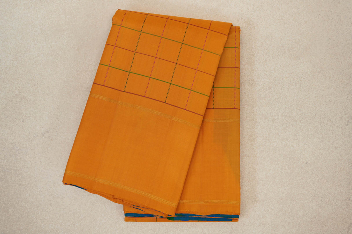 Mango Orange with Rettai Pettu Borders Vintage Kanjivaram Silk Saree