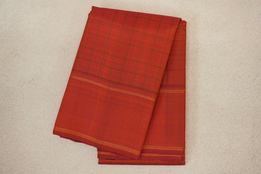 Reddish Orange with Rettai Pettu Borders Vintage Kanjivaram Silk Saree 