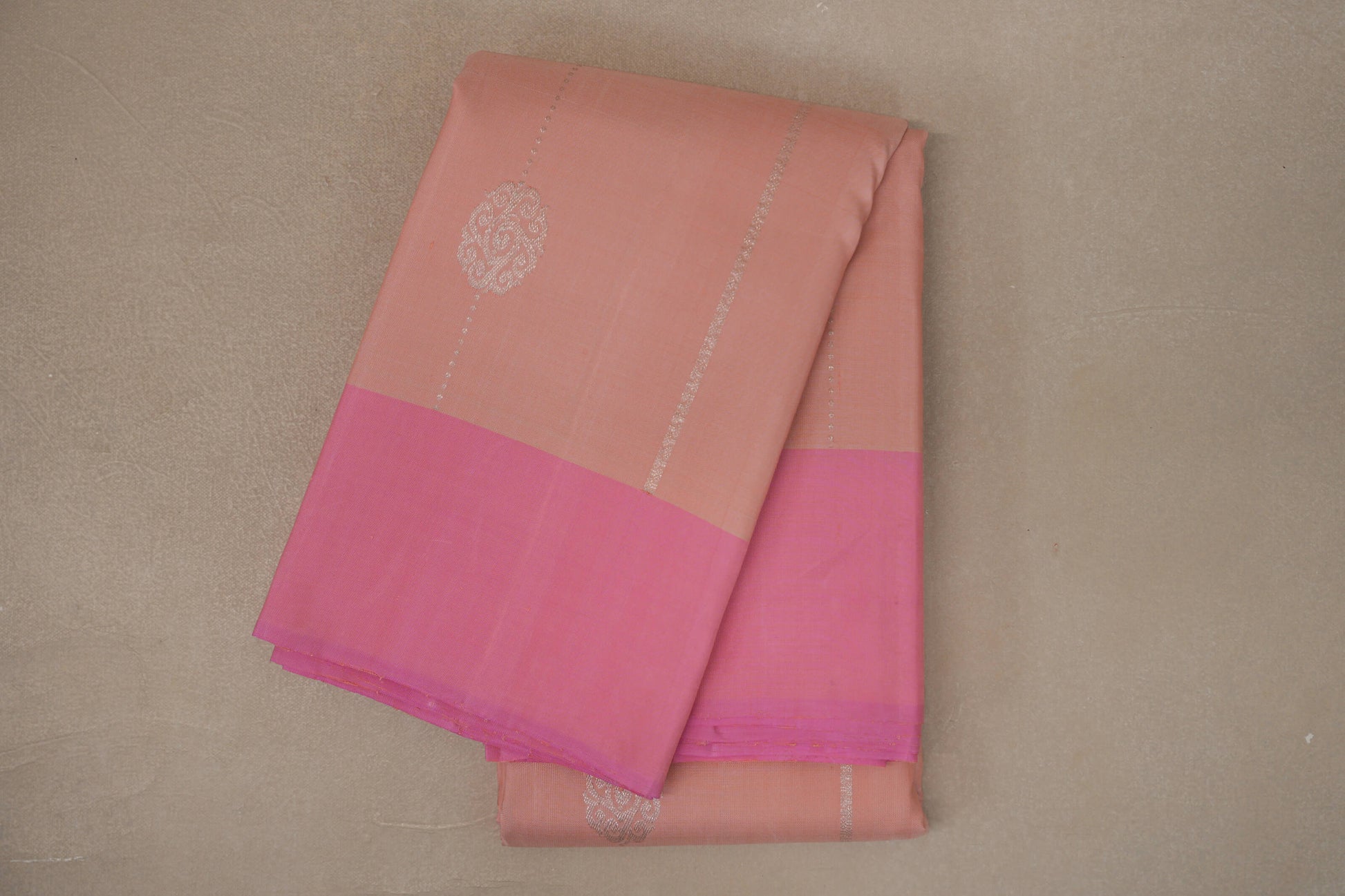 Peach with Baby Pink Borders Vintage Kanjivaram Silk Saree