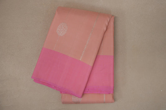 Peach with Baby Pink Borders Vintage Kanjivaram Silk Saree
