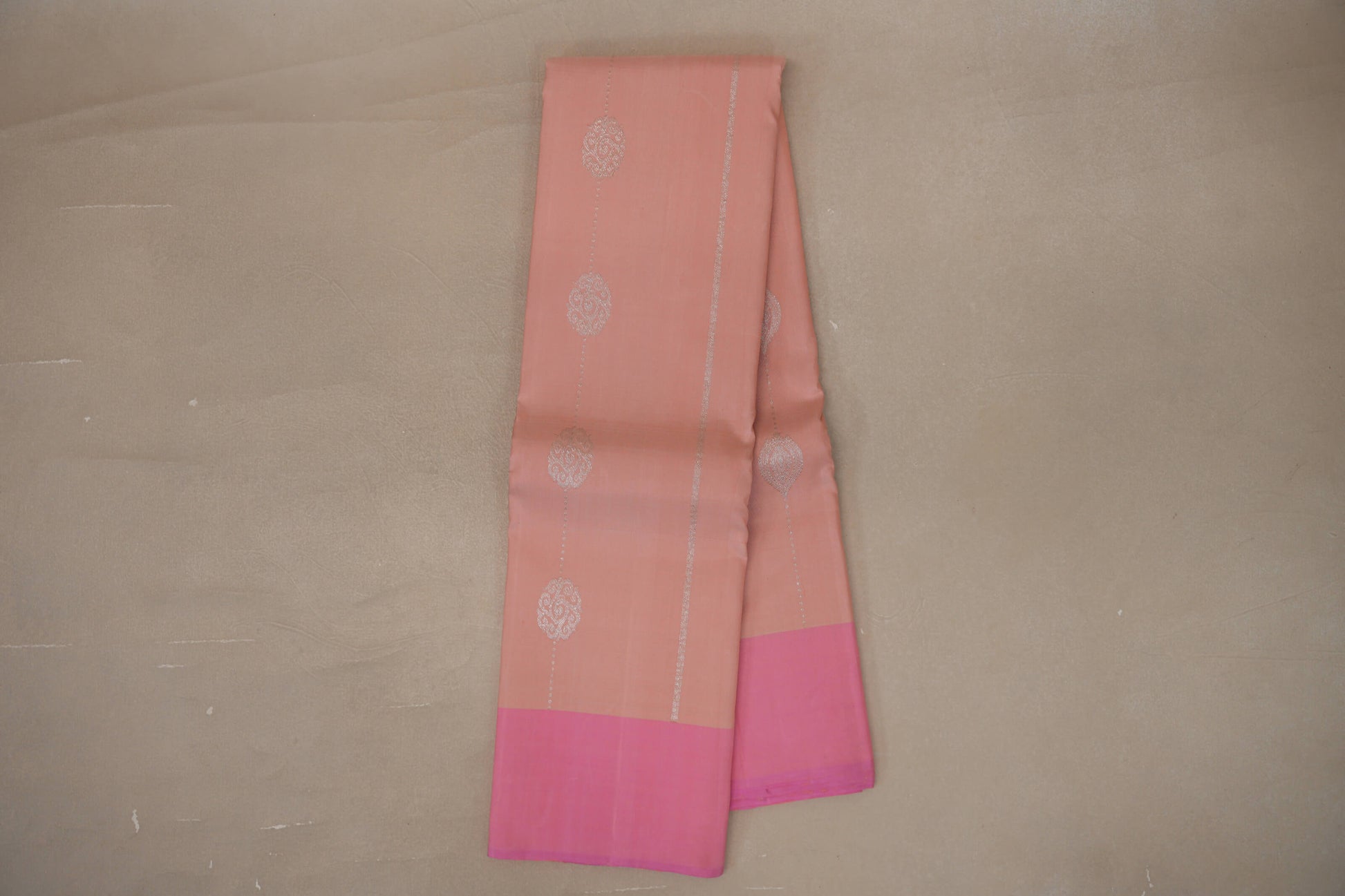 Online Peach with Baby Pink Borders Vintage Kanjivaram Silk Saree