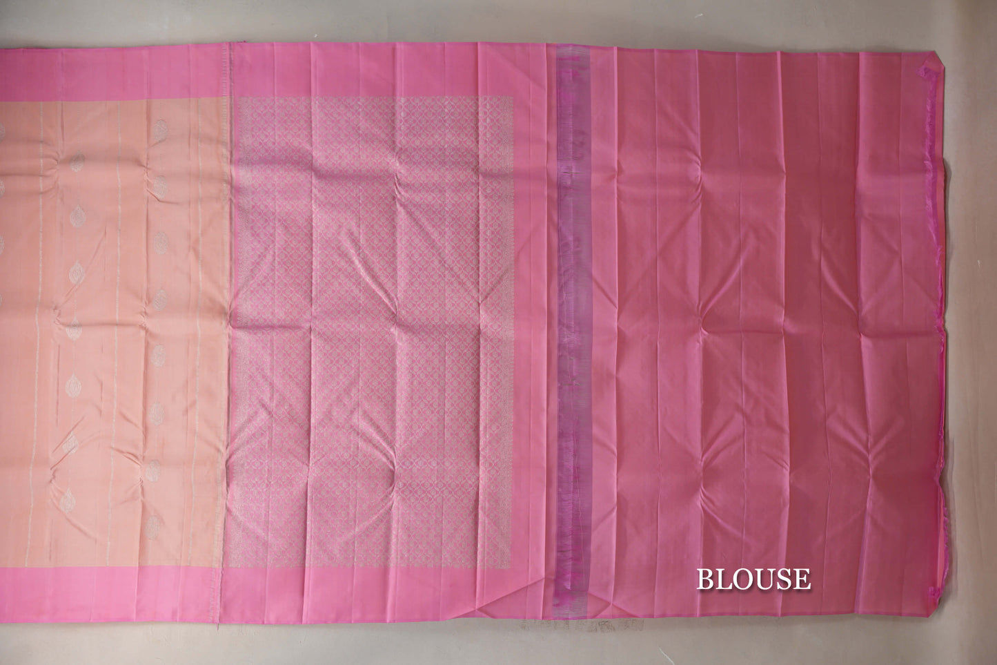 Peach with Baby Pink Borders Vintage Kanjivaram Silk Saree blouse