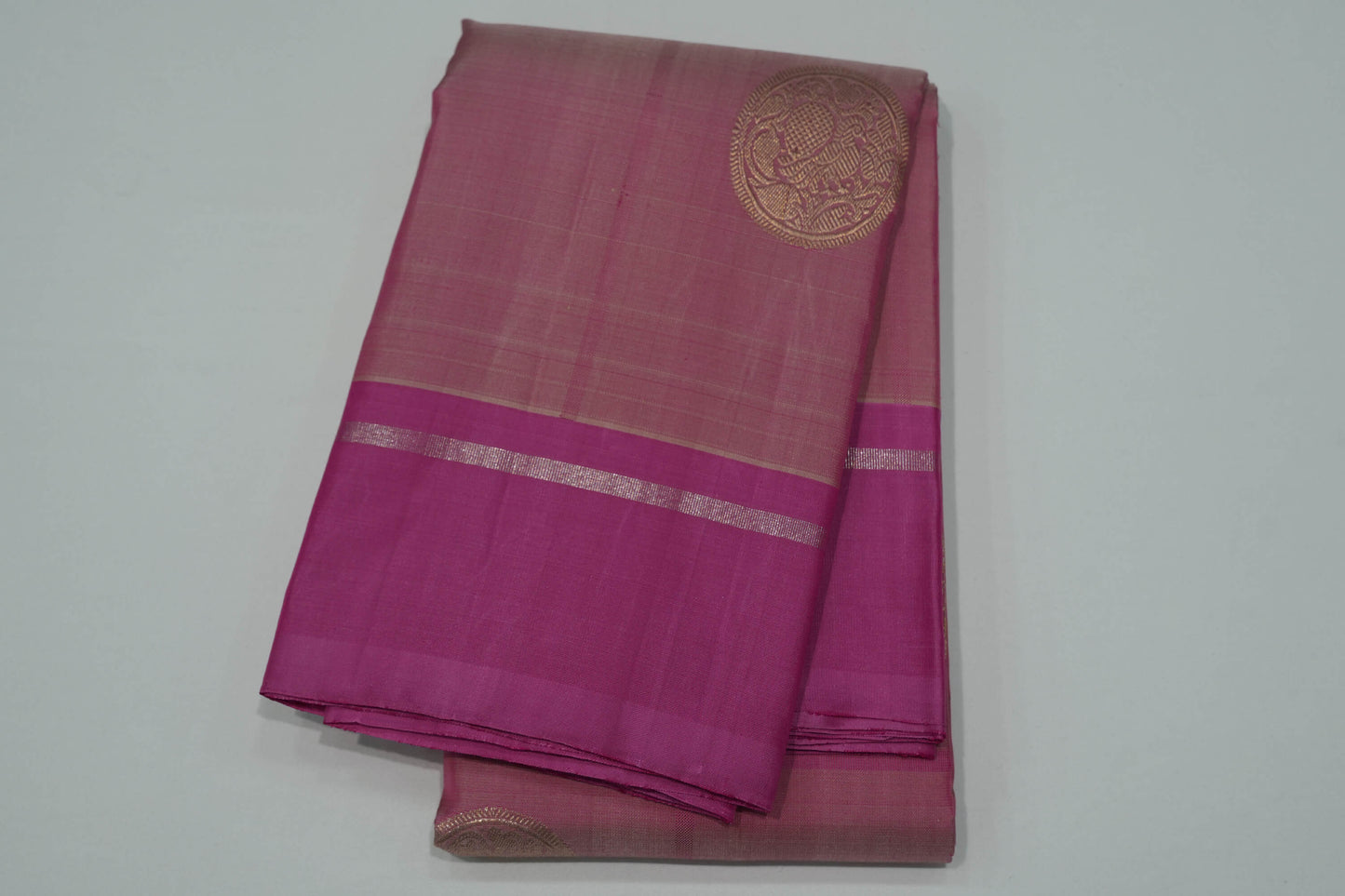 Peach pink vintage kanchipuram silk saree