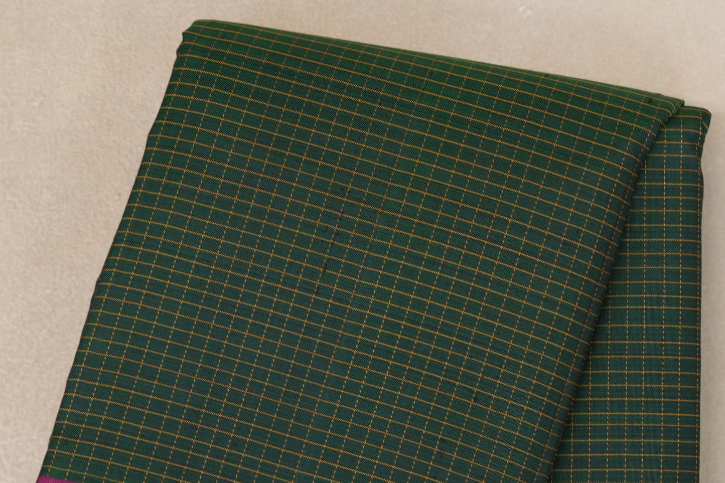 Bottle Green with magenta Borders Vintage Kanjivaram Silk Saree SS9424