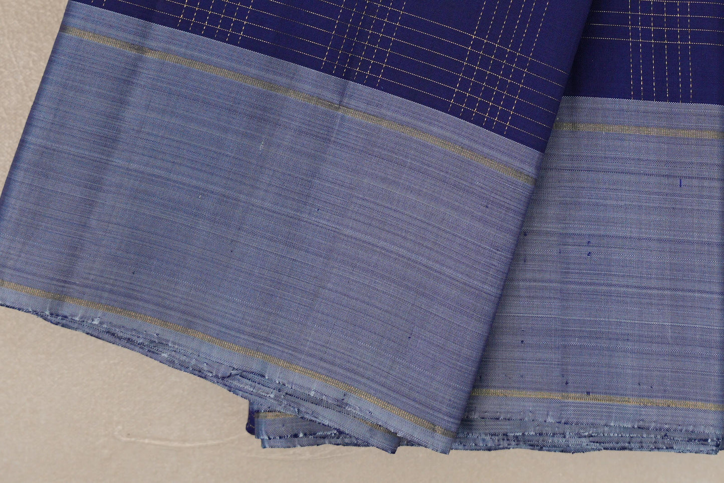 Navy Blue with grey Borders Vintage Kanjivaram Silk Saree SS9425