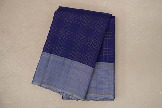 Navy Blue with grey Borders Vintage Kanjivaram Silk Saree SS9425