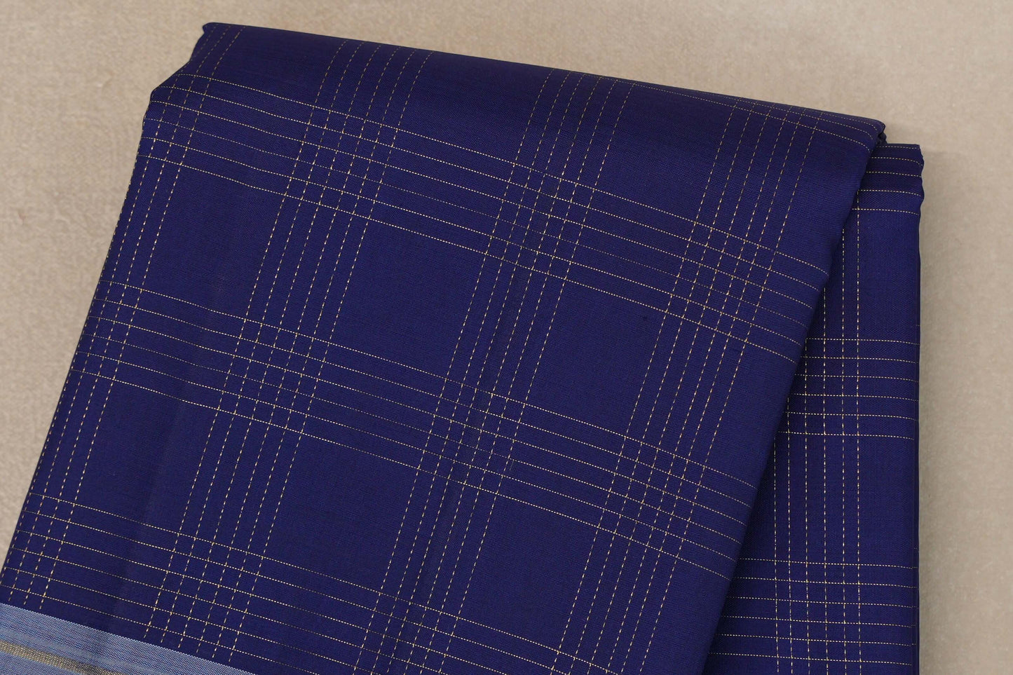 Navy Blue with grey Borders Vintage Kanjivaram Silk Saree SS9425