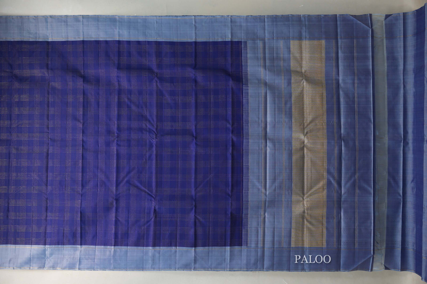 Navy Blue with grey Borders Vintage Kanjivaram Silk Saree SS9425