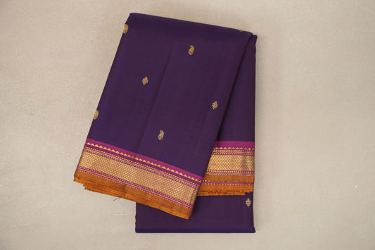 Purple with Magenta Borders Vintage Kanjivaram Silk Saree SS9427