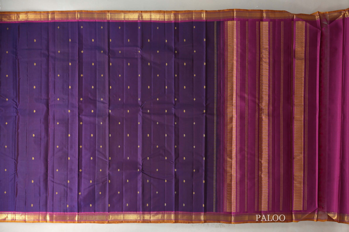 Purple with Magenta Borders Vintage Kanjivaram Silk Saree SS9427