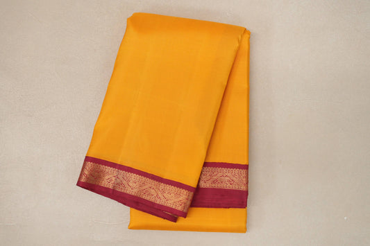 Mustard with Maroon Borders Vintage Kanjivaram Silk Saree SS9428