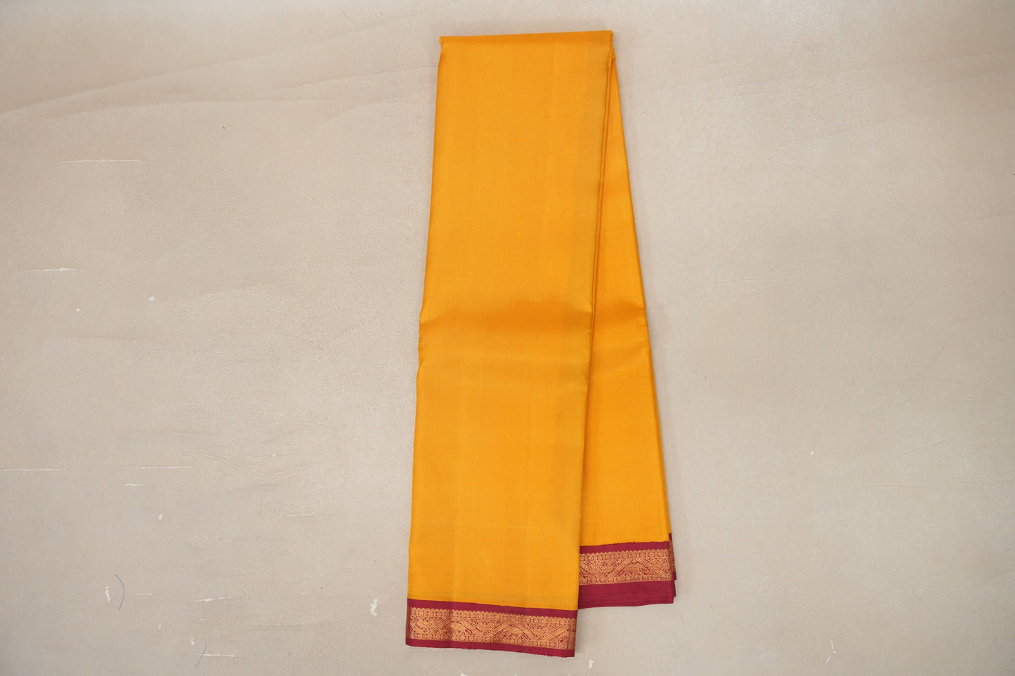 Mustard with Maroon Borders Vintage Kanjivaram Silk Saree SS9428