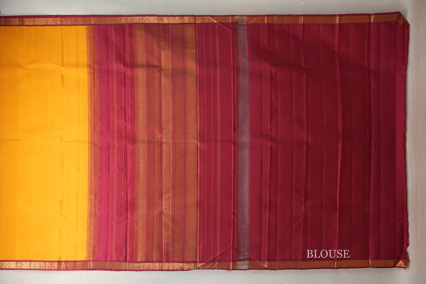 Mustard with Maroon Borders Vintage Kanjivaram Silk Saree SS9428