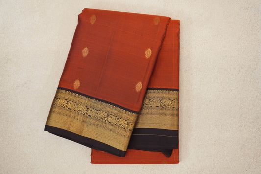 Dark Rust with Kanjana Brown Borders Vintage Kanjivaram Silk Saree 