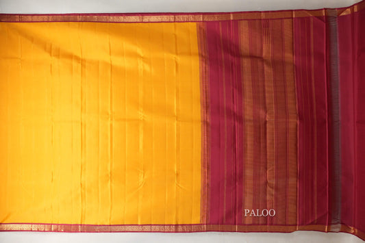 Mustard with Maroon Borders Vintage Kanjivaram Silk Saree SS9428