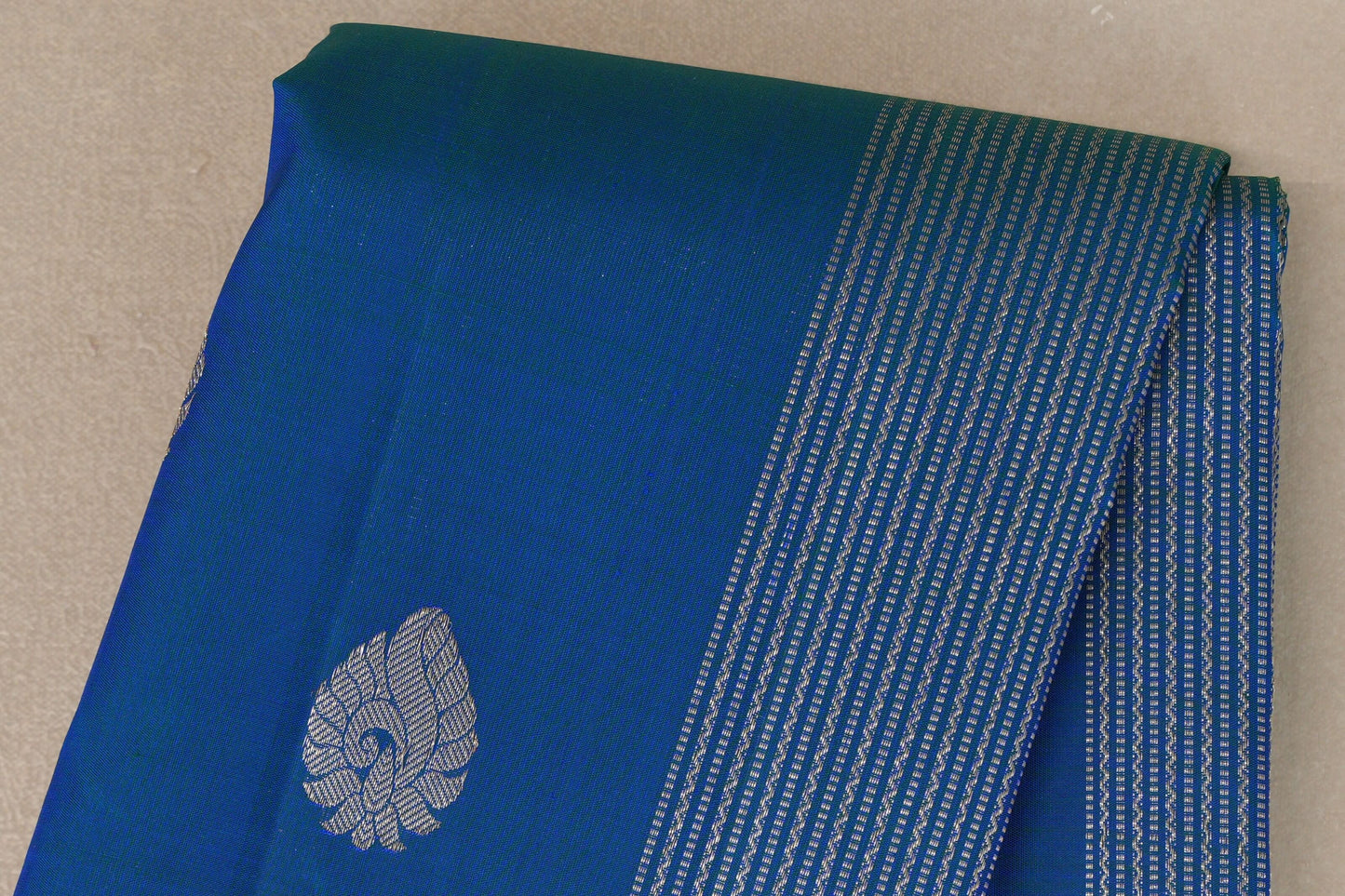 Peacock Blue with Bluish grey Borders Vintage Kanjivaram Silk Saree SS9429