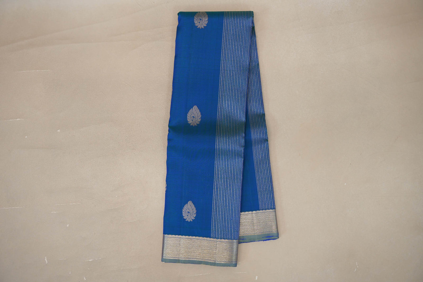 Peacock Blue with Bluish grey Borders Vintage Kanjivaram Silk Saree SS9429