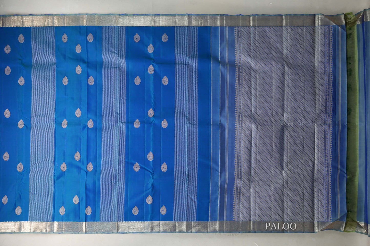 Peacock Blue with Bluish grey Borders Vintage Kanjivaram Silk Saree SS9429