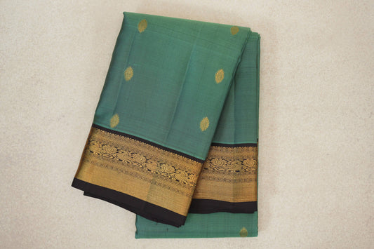 Sea Green with Kanjana Brown Borders Vintage Kanjivaram Silk Saree