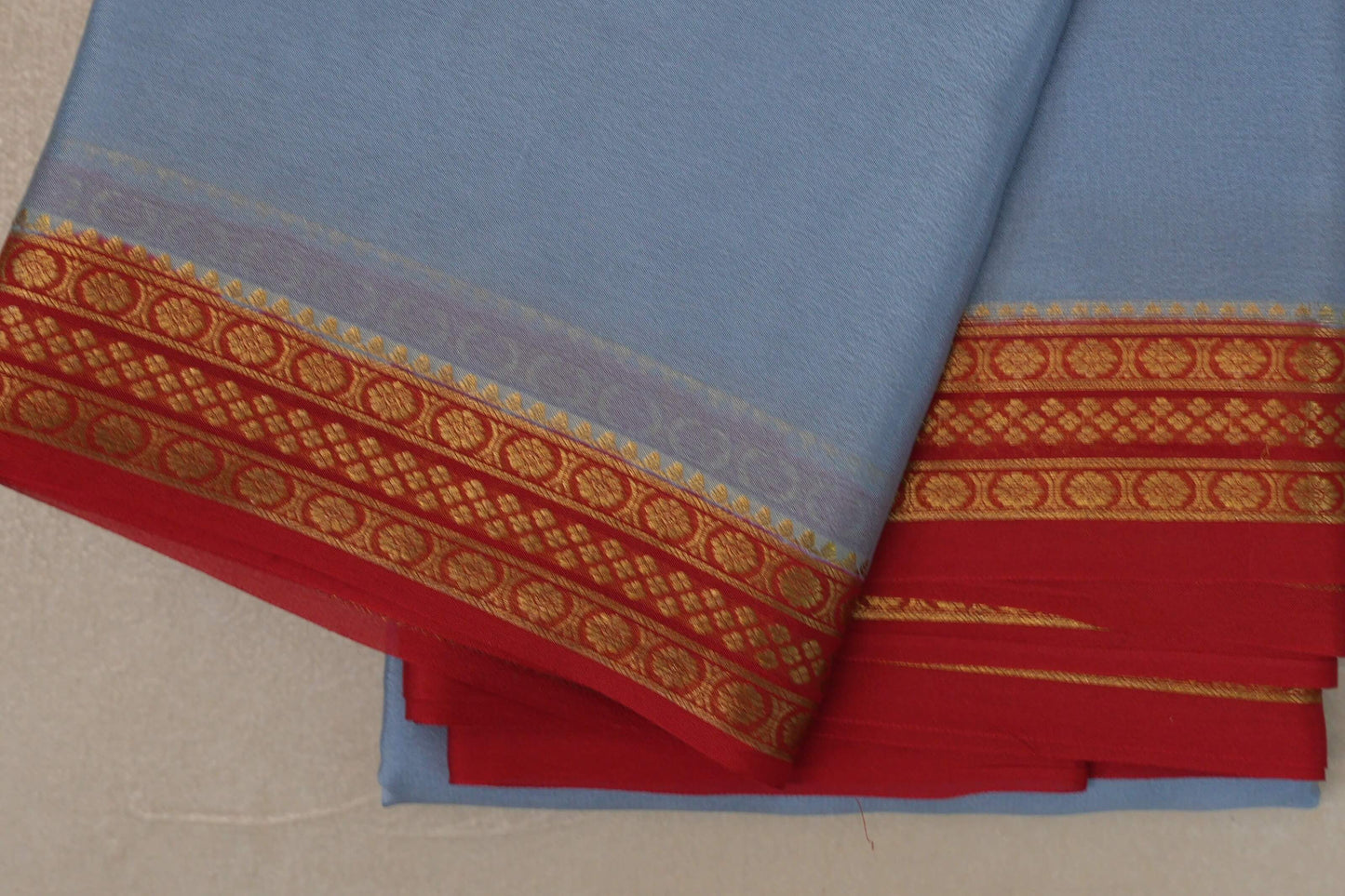 Gray with red Mysore Silk Saree SS9436