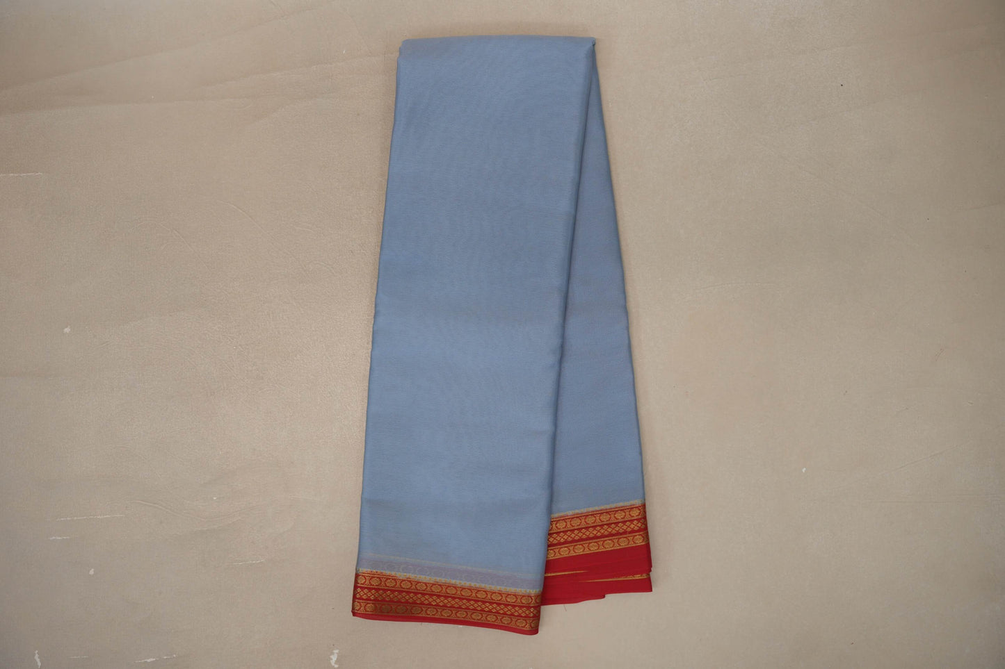 Gray with red Mysore Silk Saree SS9436