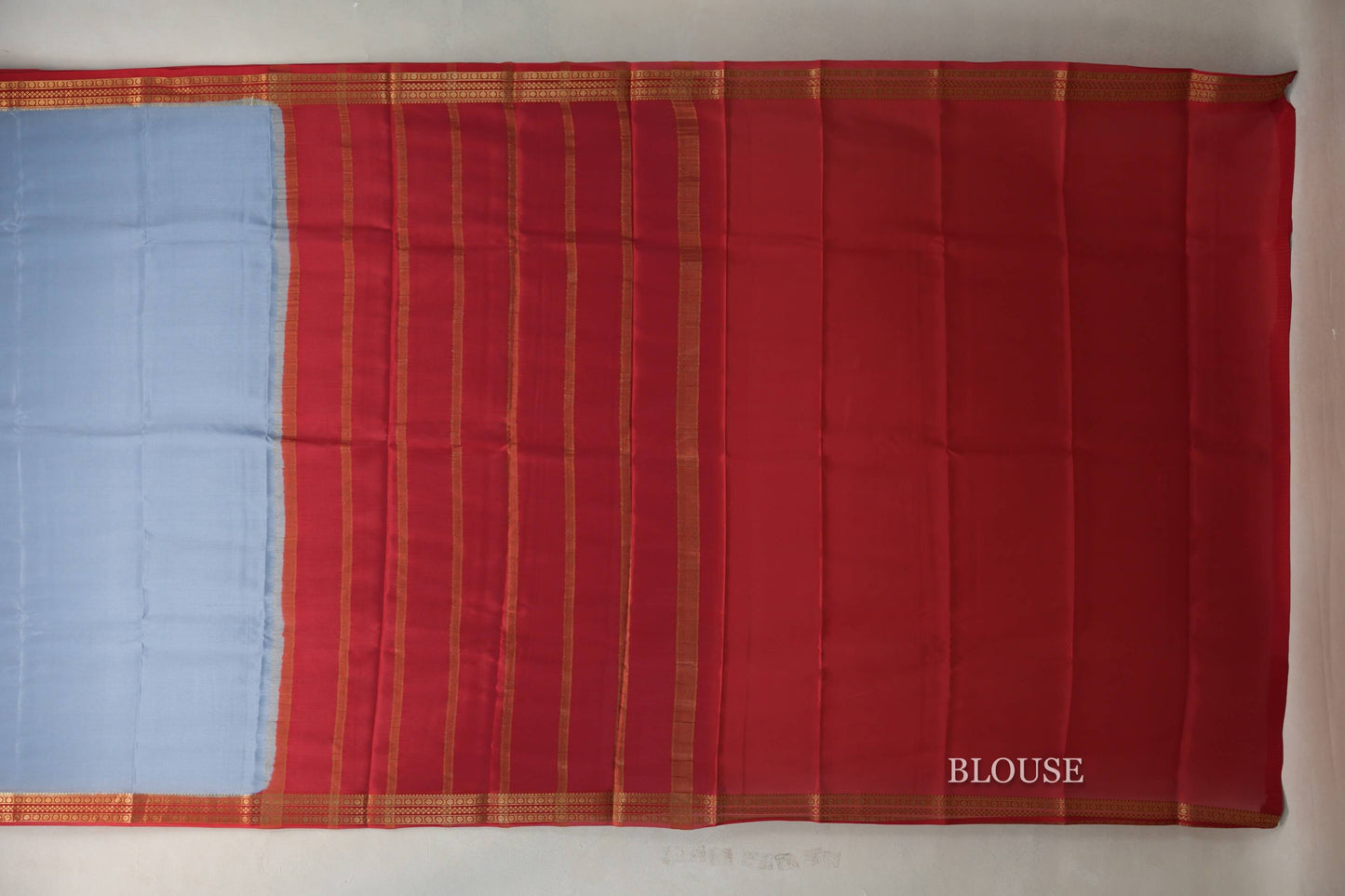 Gray with red Mysore Silk Saree SS9436