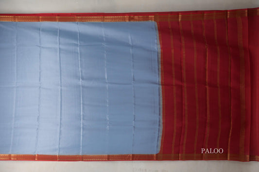 Gray with red Mysore Silk Saree SS9436