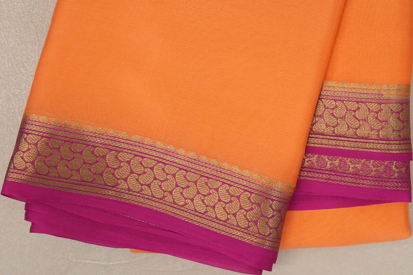 Light orange with Pink Mysore Silk Saree SS9437