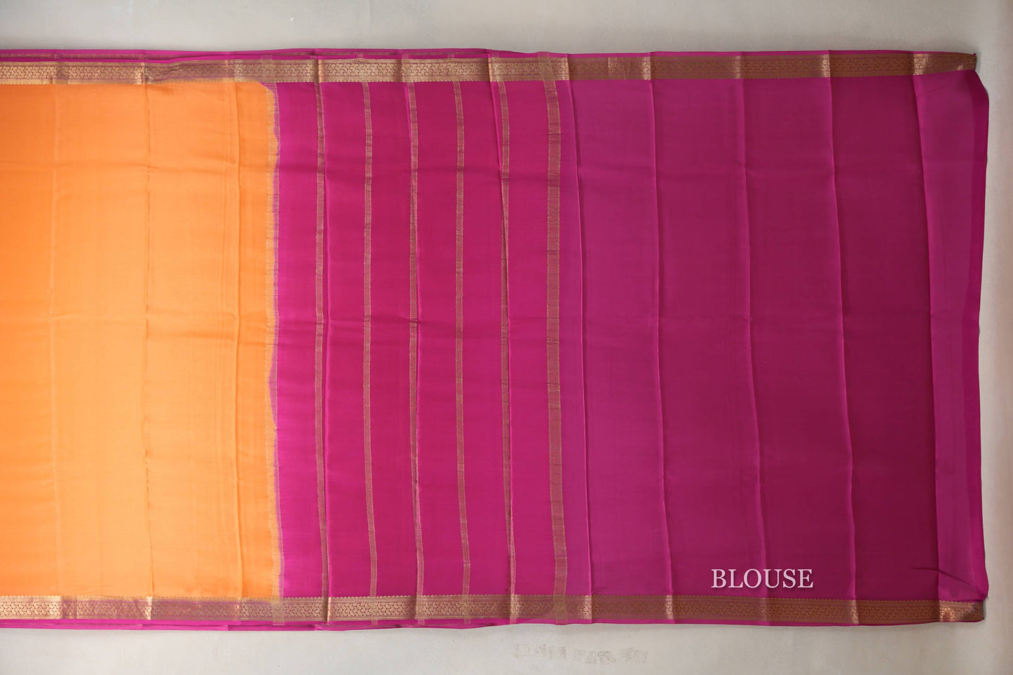 Light orange with Pink Mysore Silk Saree SS9437
