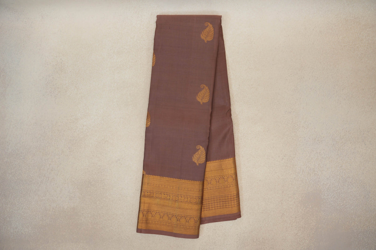 Online Light Brown Light Weight Kanjivaram Silk Saree