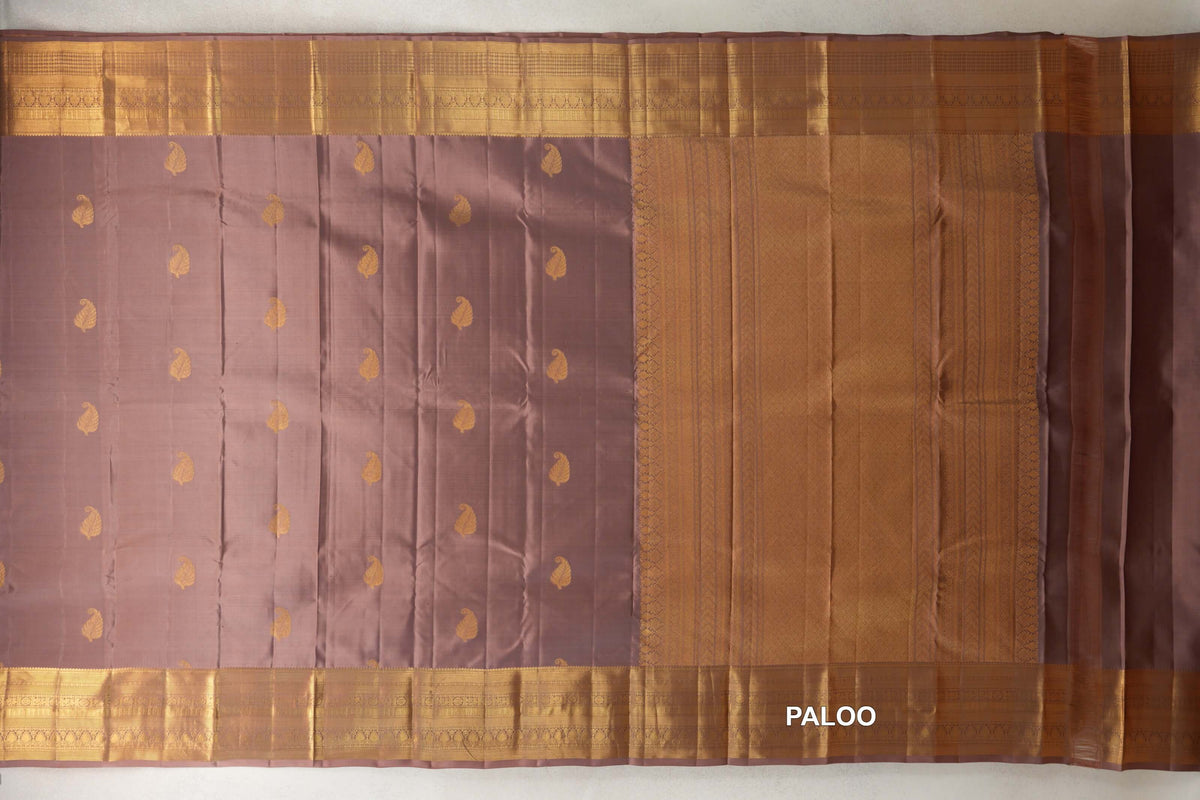 Light Brown Light Weight Kanjivaram Silk Saree paloo