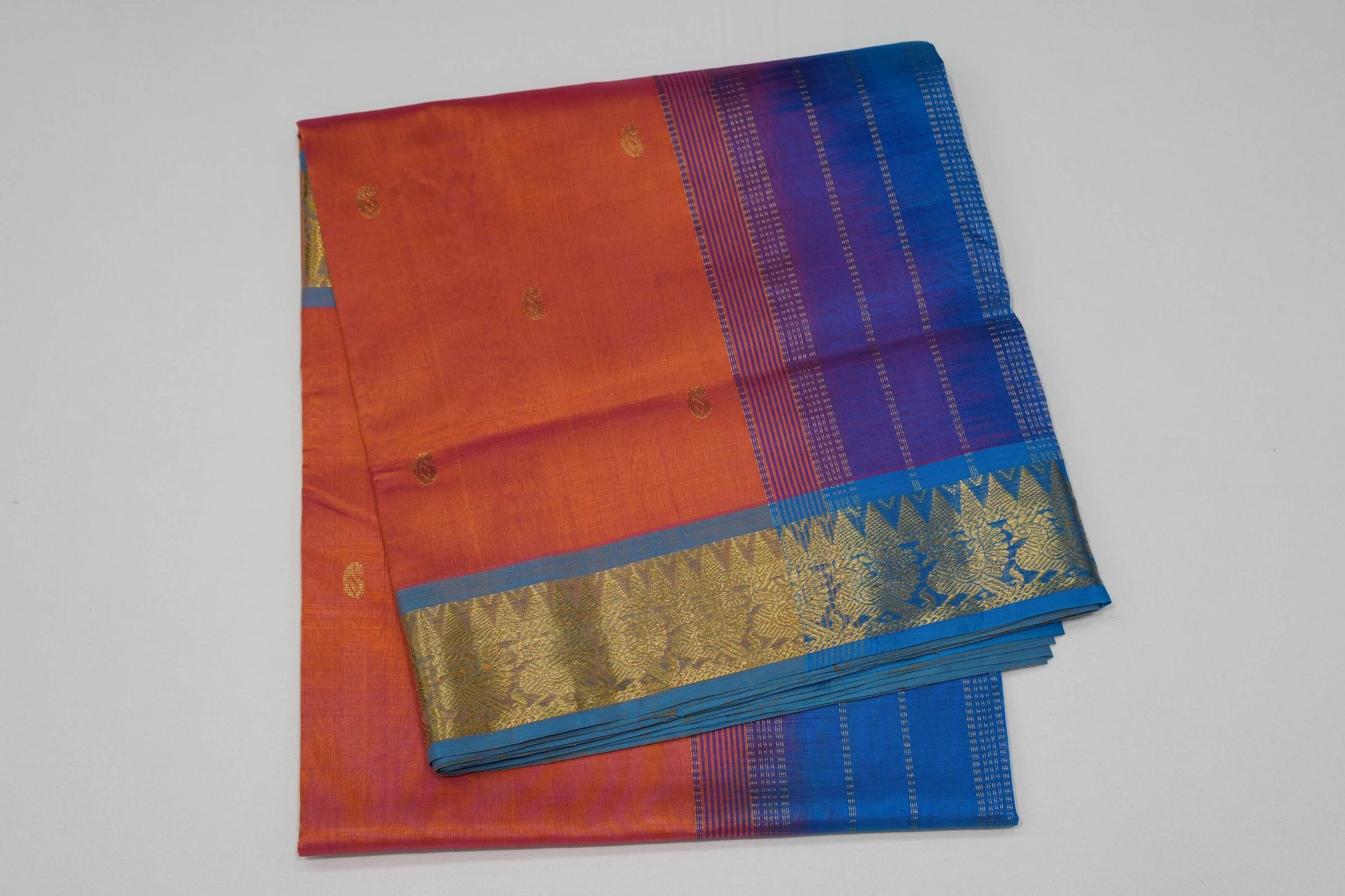 Pinkish orange vintage silk cotton saree