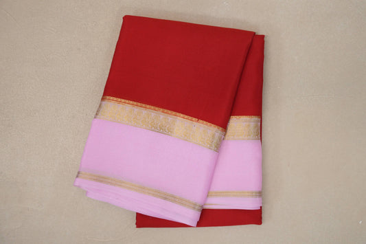 Chilli red with Baby Pink Mysore Silk Saree SS9446