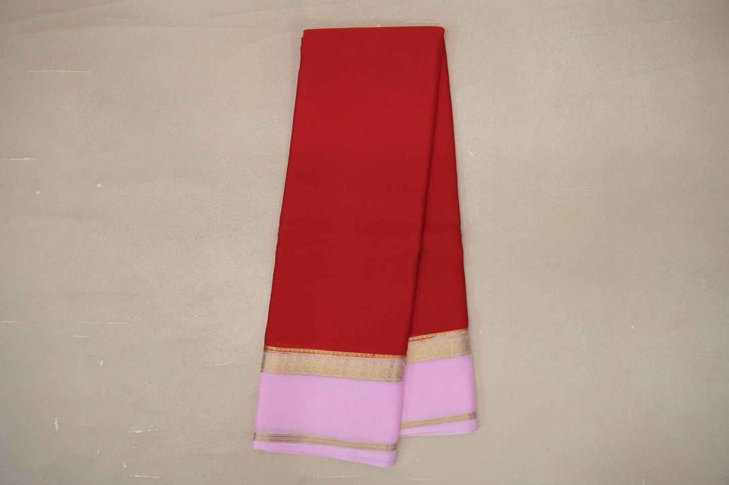 Chilli red with Baby Pink Mysore Silk Saree SS9446