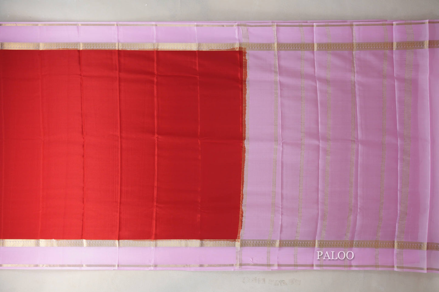 Chilli red with Baby Pink Mysore Silk Saree SS9446