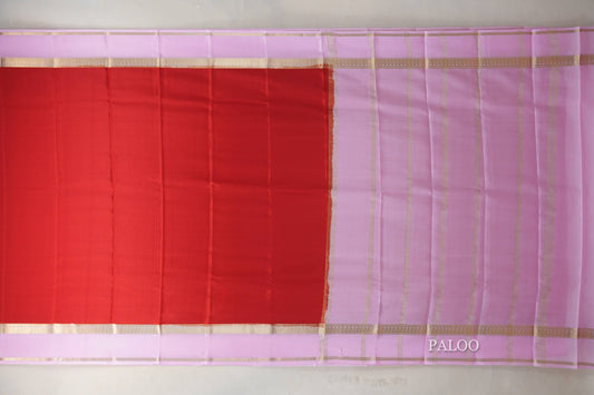 Chilli red with Baby Pink Mysore Silk Saree SS9446