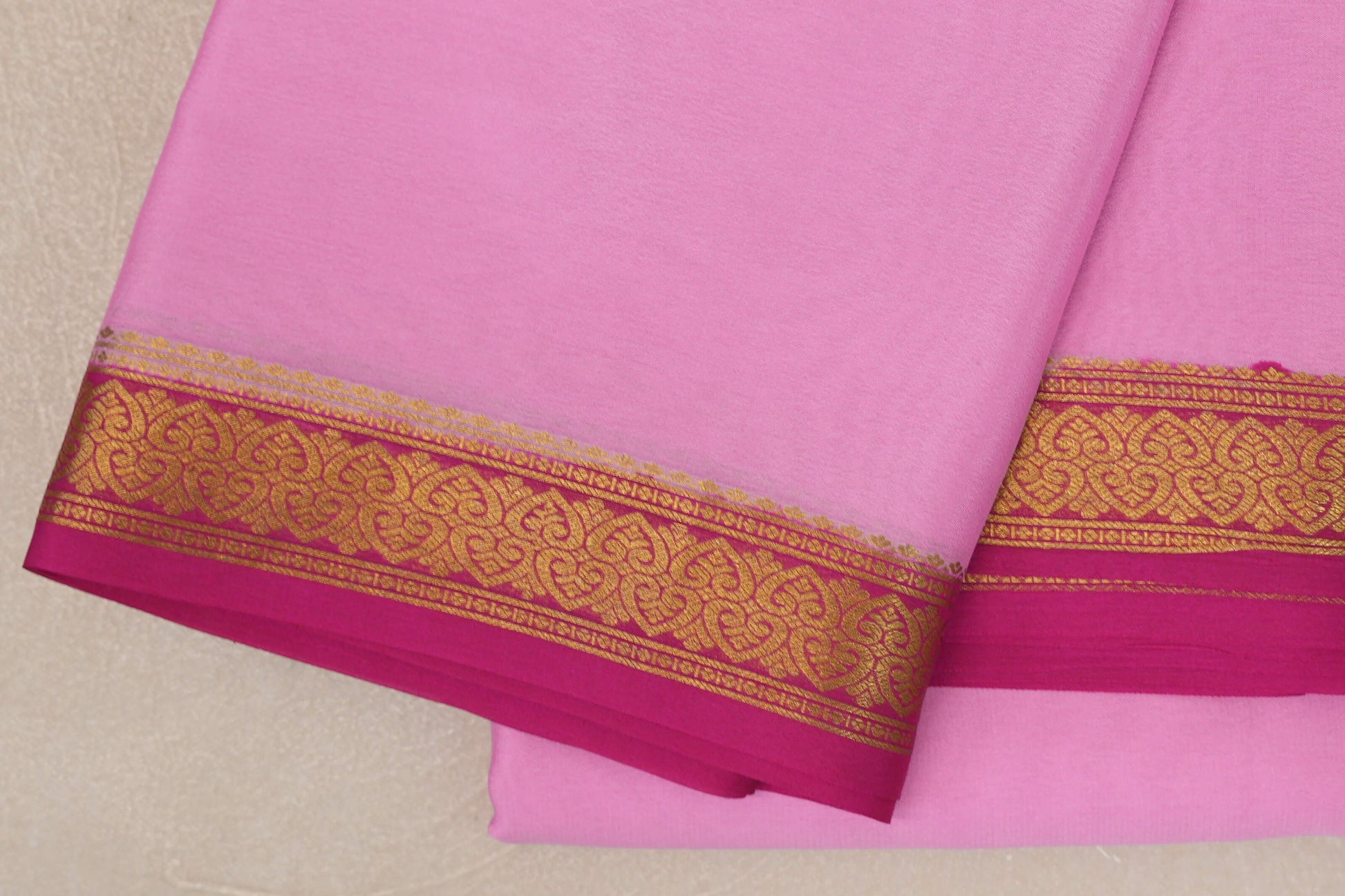 Light Pink Mysore Silk Saree border