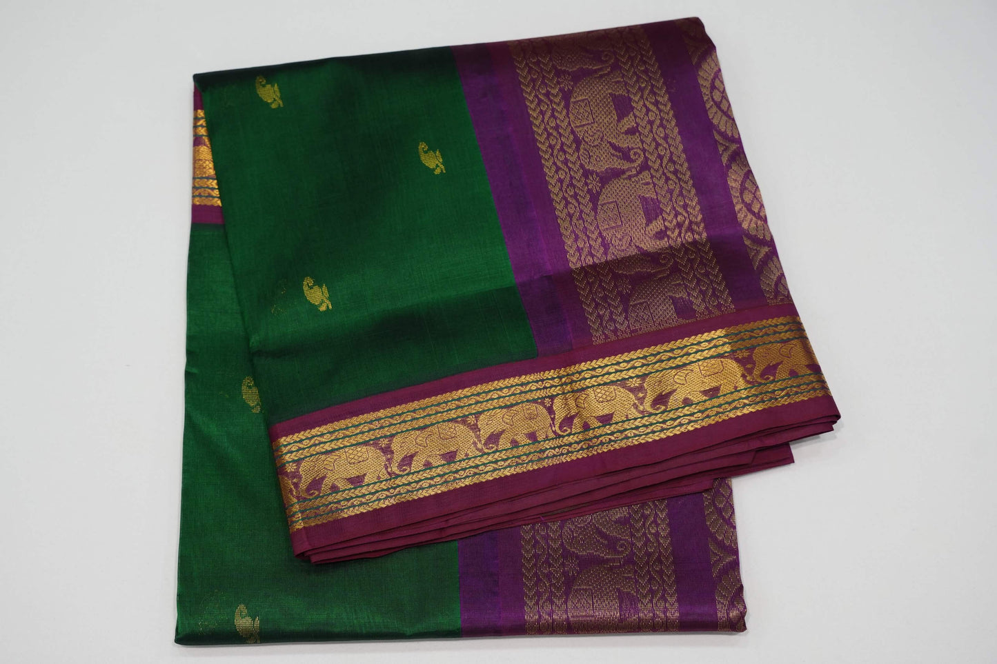 Bottle green vintage silk cotton saree