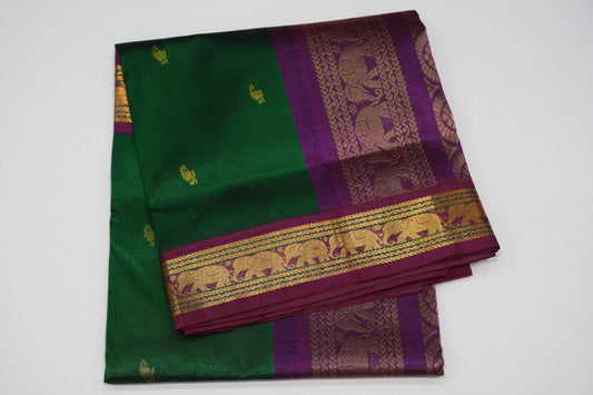 Bottle green vintage silk cotton saree