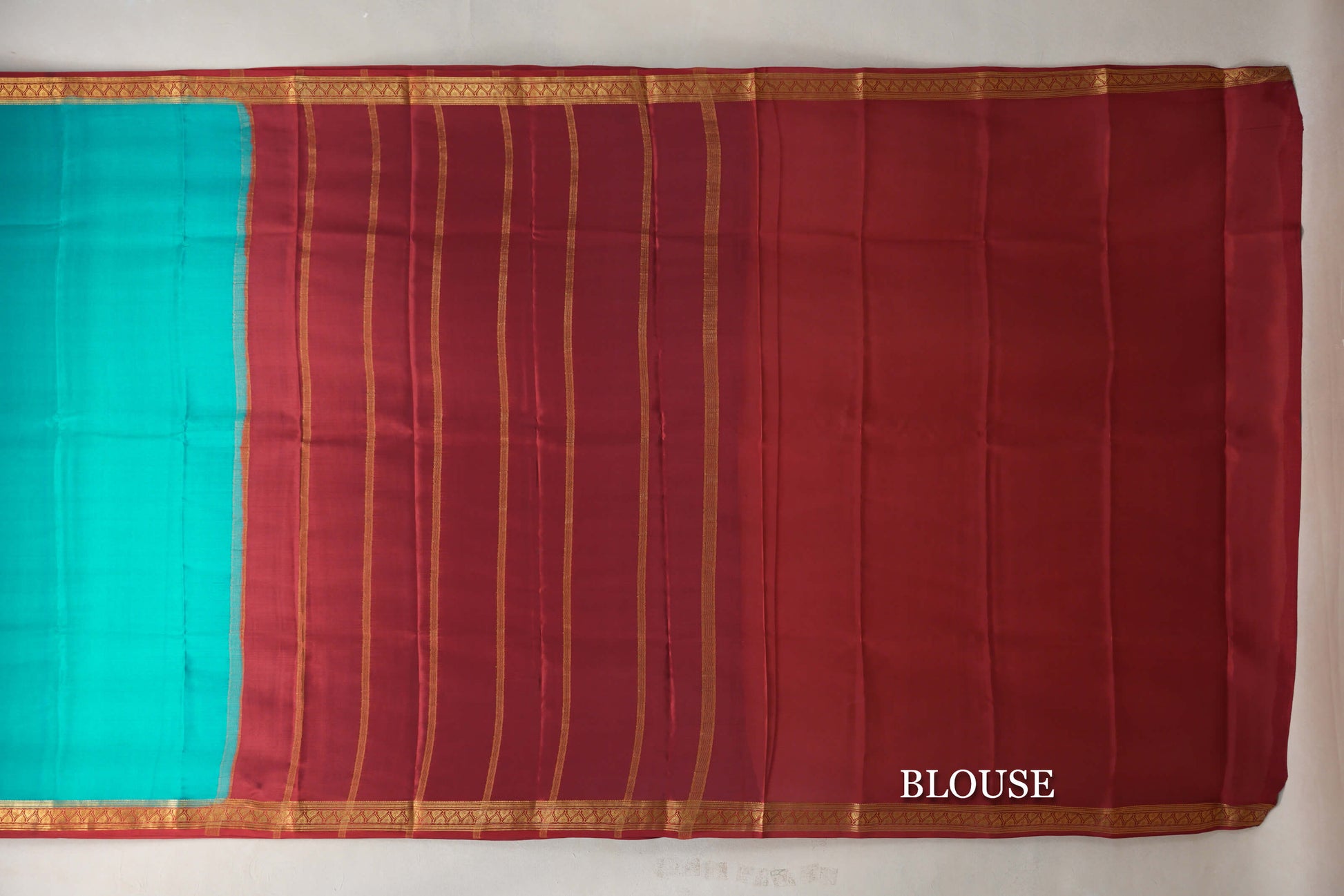 Rama Green with Maroon Borders Mysore Silk Saree blouse