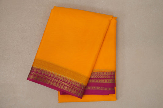 Mango Yellow with Rani Pink Borders Mysore Silk Saree