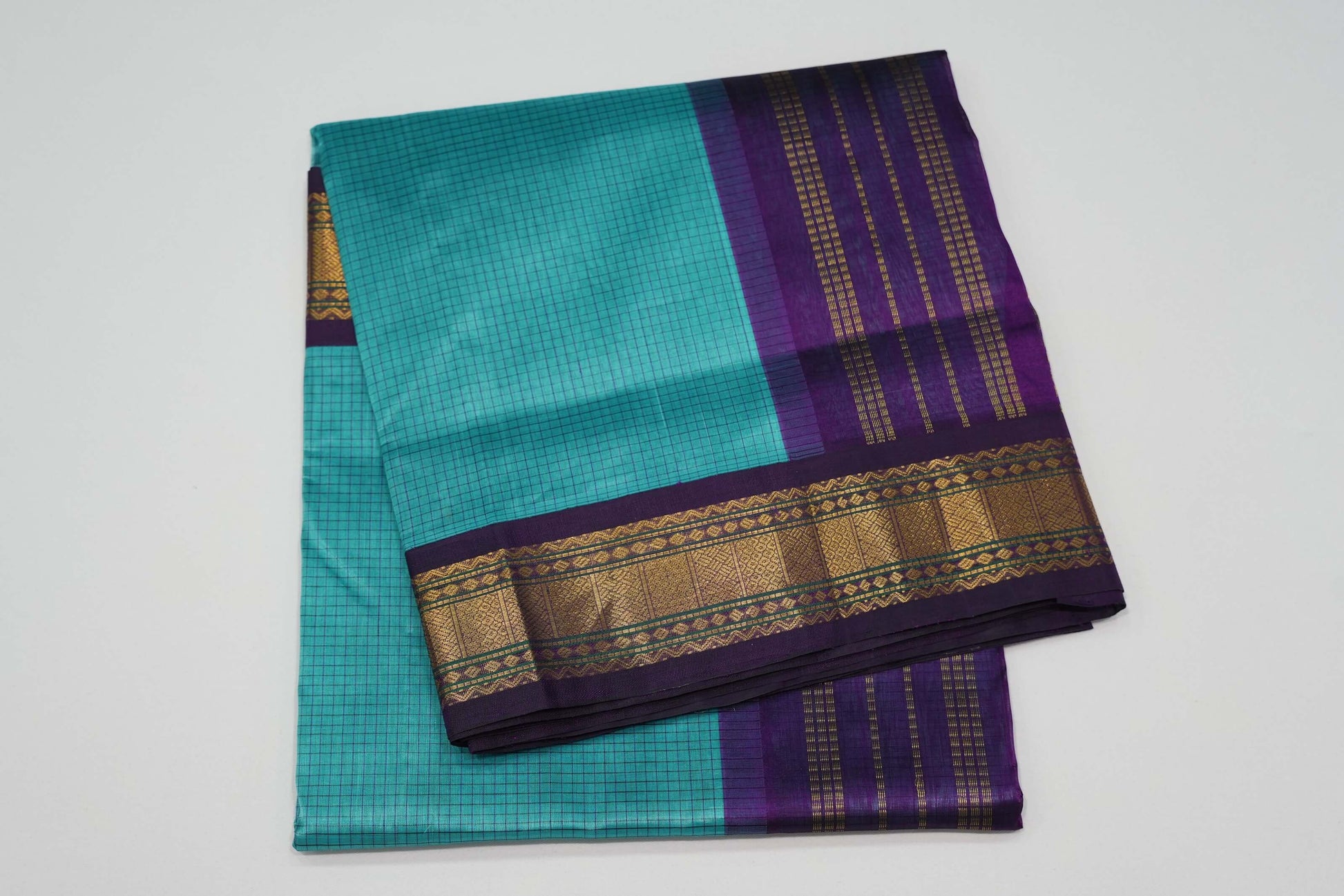Rama blue vintage silk cotton saree