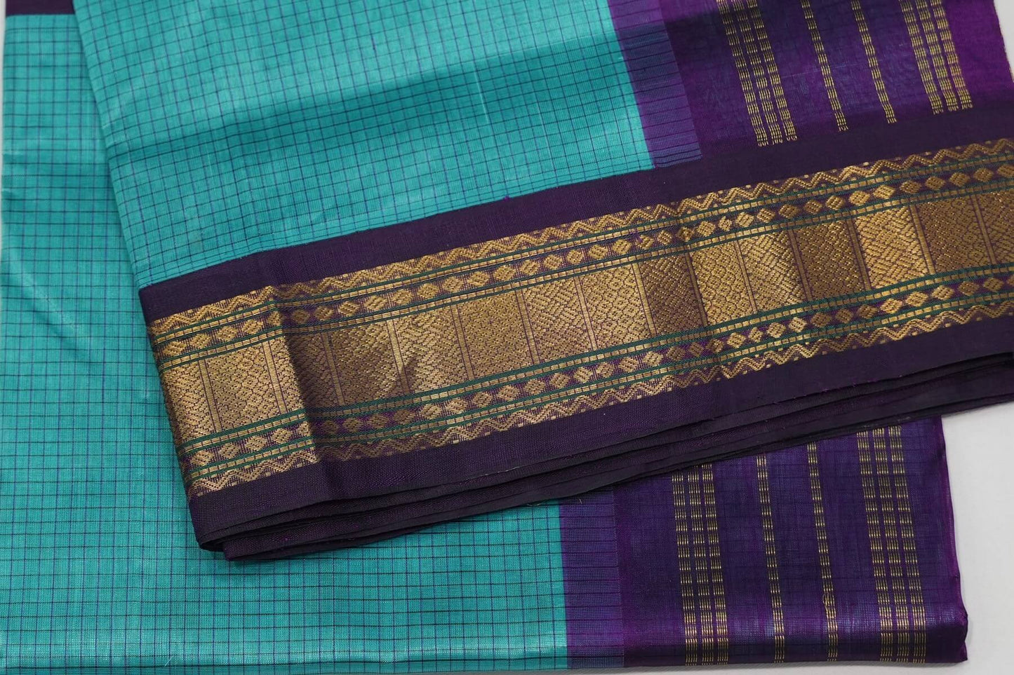 Checked vintage silk cotton saree