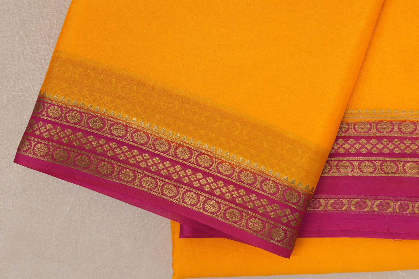 Mango Yellow Mysore Silk Saree border