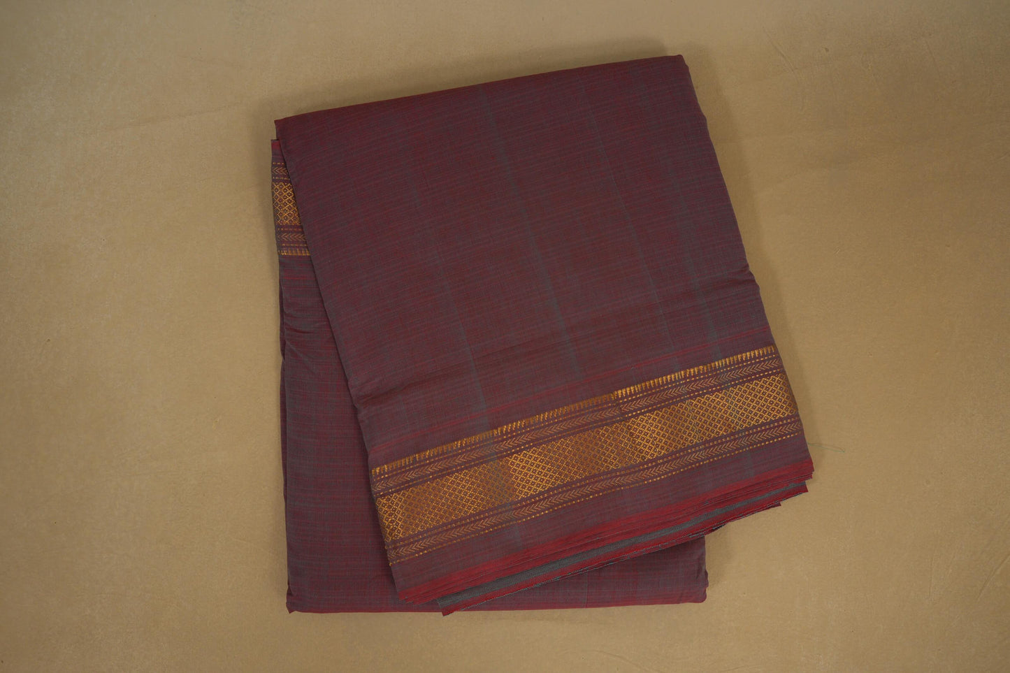 Maroonish grey dual tone Paithani Cotton Saree