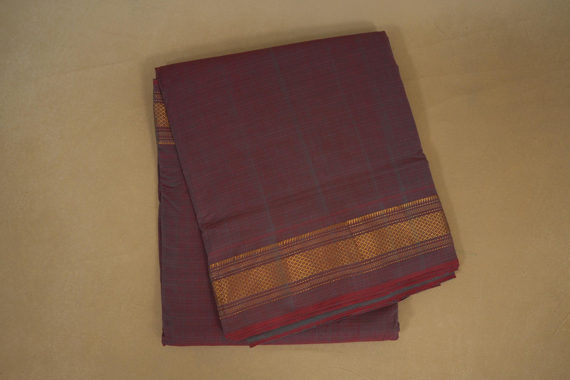 Maroonish grey dual tone Paithani Cotton Saree